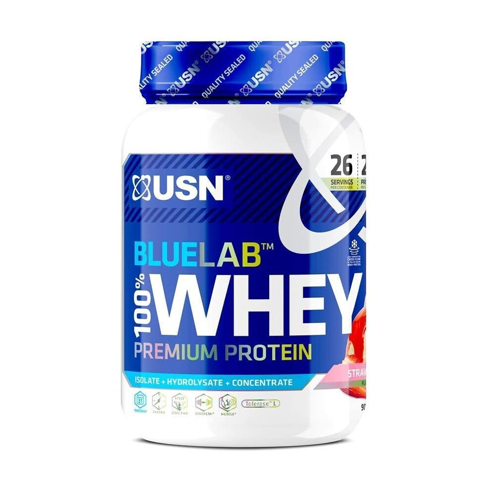 (Strawberry) 908g USN Blue Lab Whey Isolate Protein Powder Muscle Building Nutrition Shake