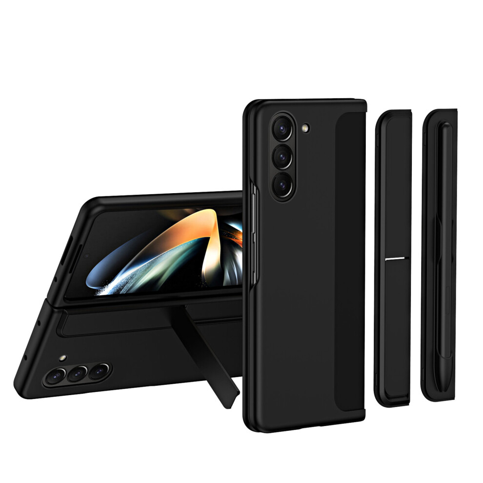 (Black) for Samsung Galaxy Z Fold 5 Case with S Pen &S Pen Holder, Z Fold 5 Full Coverage Heavy Duty Slim Phone Cover Protective Case with Kickstand