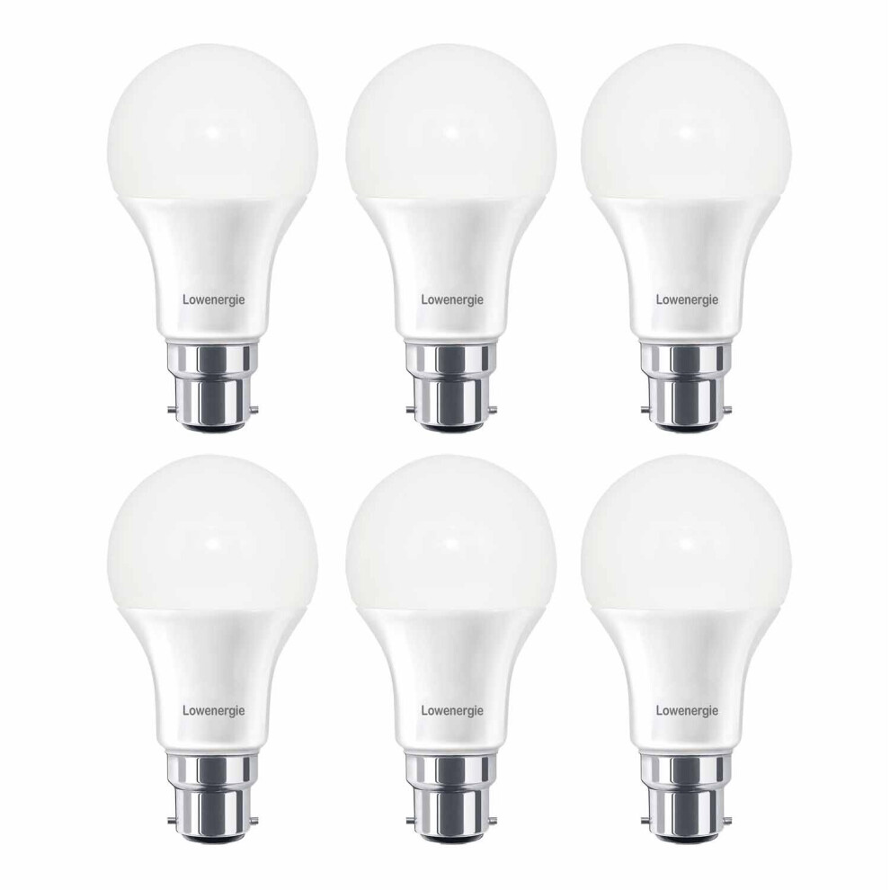 (6 Pack) LOWENERGIE LED Light Bulb 10w Bayonet B22 Day White 6000K A60 GLS A+ Energy Saving Lamp