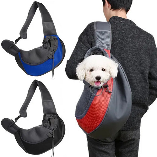 (L, Blue) Dog Single Shoulder Bag Crossbody Bag Pet Backpack