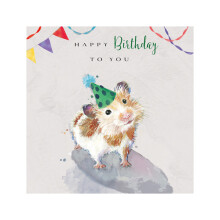 Hamster  In A Party Hat Happy Birthday Greeting Card The Wildlife Range Cards