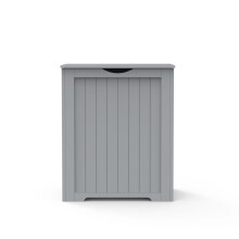 (Grey) Large Wooden Shaker Style Laundry Toys Clothes Bin Basket Hamper Storage Solution Organiser in White & Grey