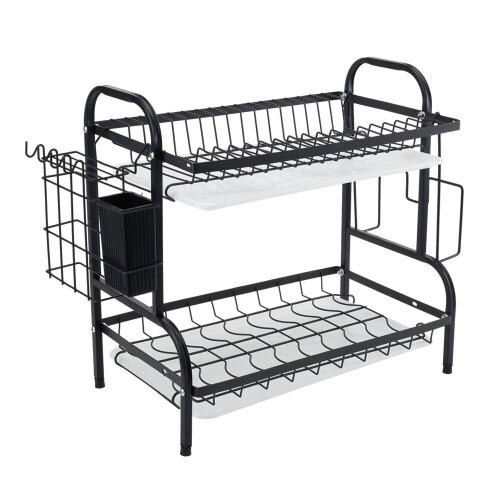 Living And Home Black Steel 2-Tier Dish Drying Rack 2