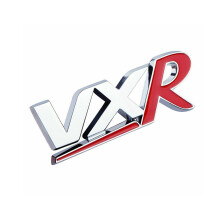 Silver & Red VXR Logo Trunk Emblem for Opel/Vauxhall All Models - Metal Alloy Glue-On 8.5x3 cm