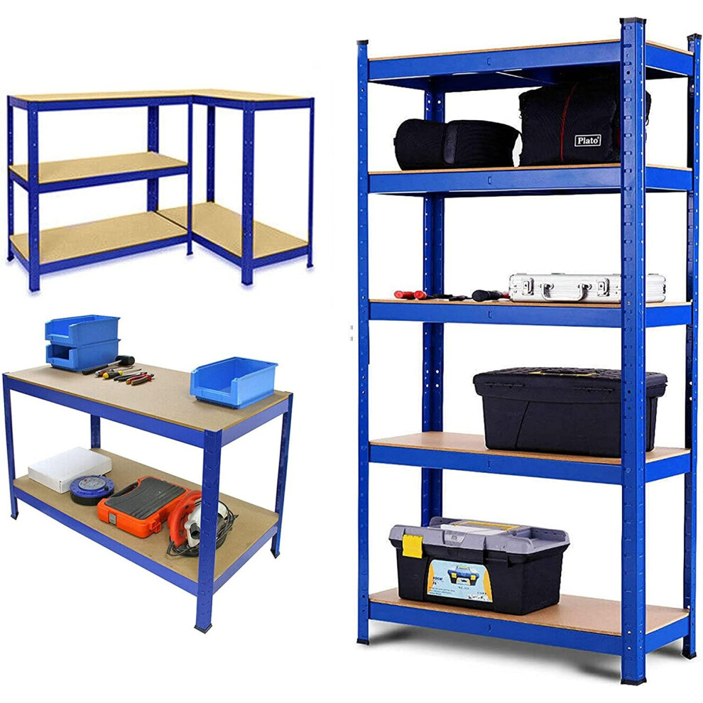 (Blue-150x70x30cm) Shelving Unit for Garages Sheds and Garden Storage Shelves Boltless Metal Steel Organiser Rack 875KGs Capacity Heavy Duty Storage Racking