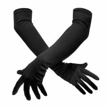 Black Elbow-Length Womens Gloves Stretchy Halloween Costumes 55cm