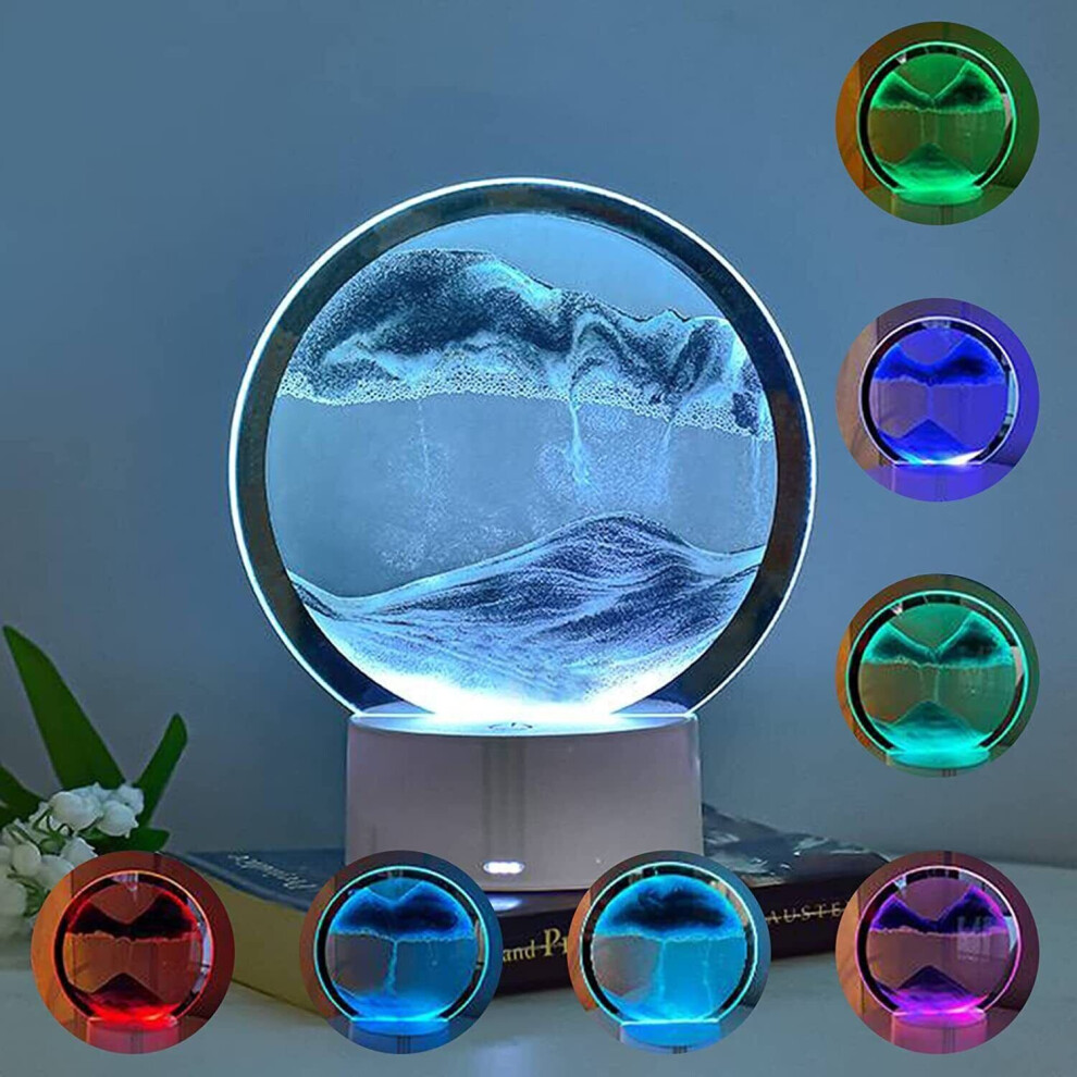 Moving Sand Art Hourglass Sandscape Glass 3D Quicksand Painting Lamp