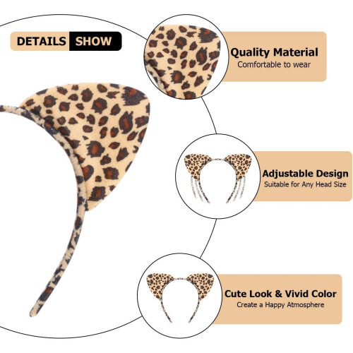 Embrace Adventure with Leopard Headband Tail Bowtie 3pcs Set 1