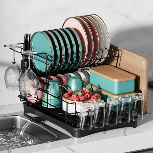 Living And Home Multifunctional 2 Tier Detachable Dish Drainer Rack 1