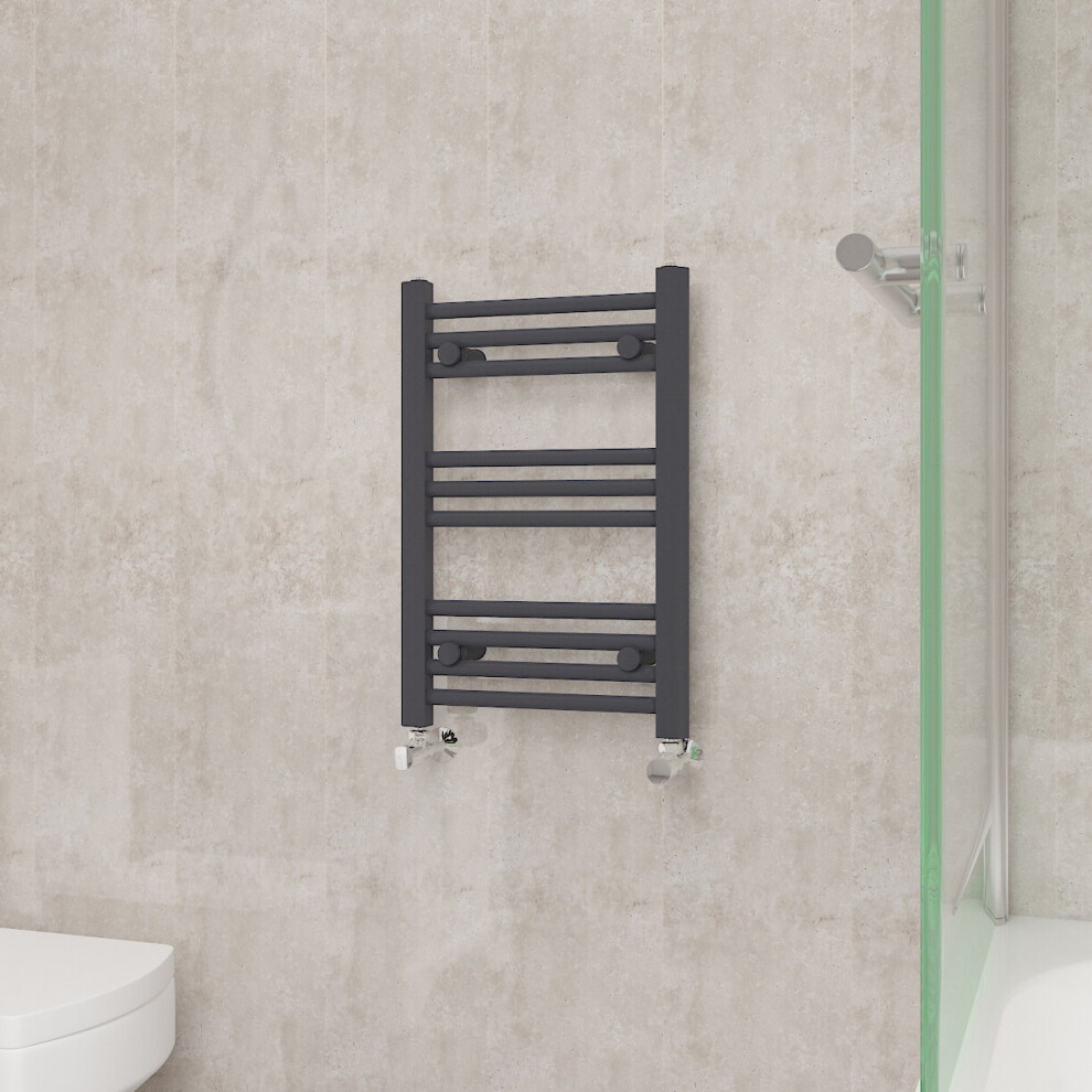 (600x400mm, Anthracite) NRG Straight Central Heating Towel Rail Bathroom Heated Rad Radiators Ladder Warmer