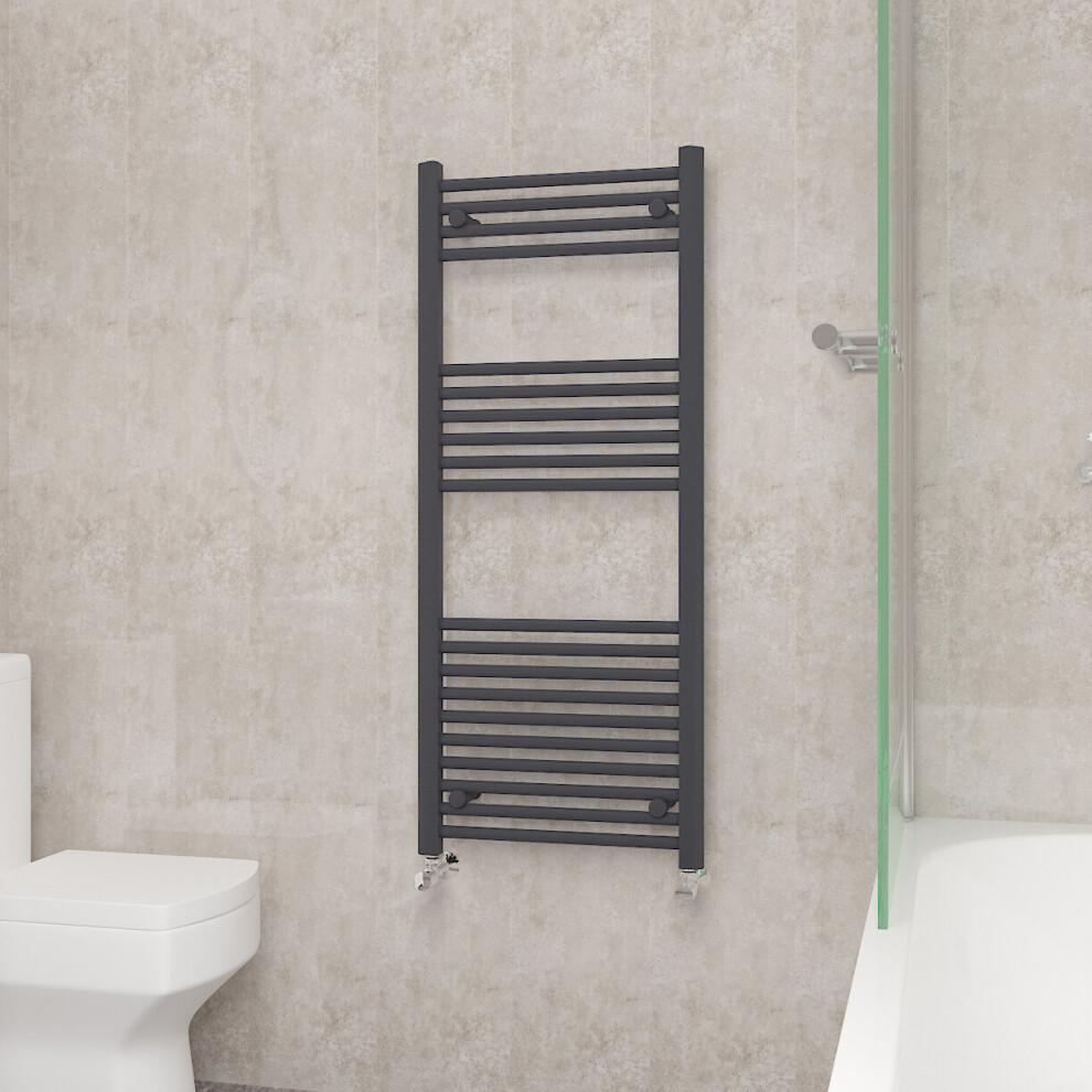 (1200x500mm, Anthracite) NRG Straight Central Heating Towel Rail Bathroom Heated Rad Radiators Ladder Warmer