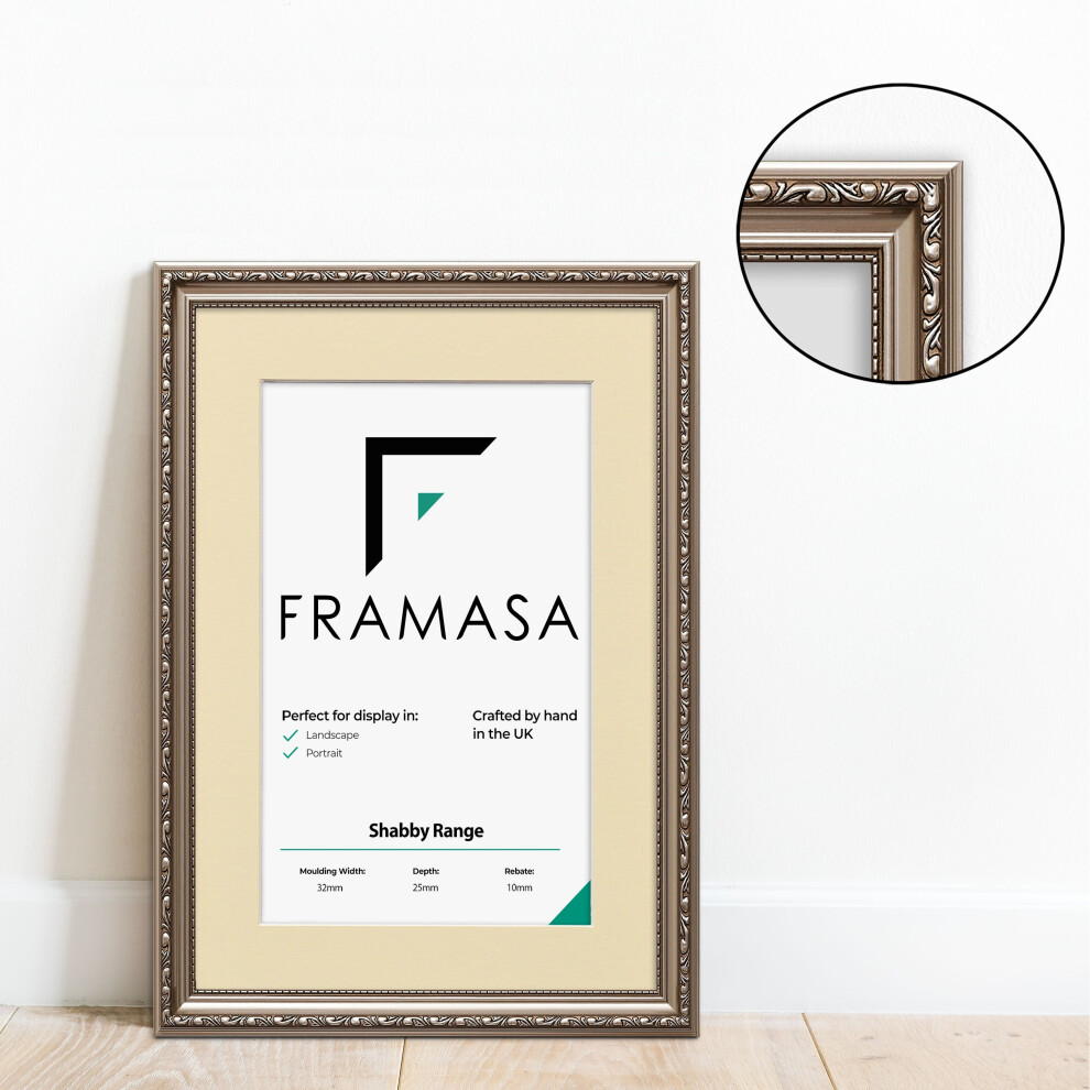 (Gun Metal Frame Ivory Mount, 24x8 Pic (28x12 Frame)) New Shabby Chic Picture Photo Frames ,Gun Metal Antique Style Photo Frames,  With Multicolored M-image-OPC-P77WFGH-NEW