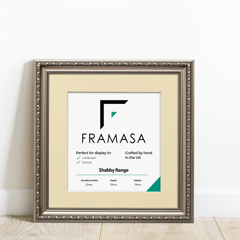 (Gun Metal Frame Ivory Mount, 20x20CM Pic (25x25CM Frame)) New Shabby Chic Picture Photo Frames ,Gun Metal Antique Style Photo Frames,  With Multicolo-image-OPC-P77WFHJ-NEW