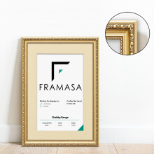 (Gold Frame Ivory Mount, 16x12 Pic (20x16 Frame)) New Shabby Chic Picture Photo Frames ,Gold Antique Style Photo Frames, With Multicolored Mounts White Ivory or Black