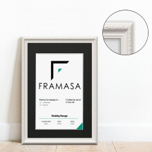 (White Frame Black Mount, A3 Pic (A2 Frame)) New Shabby Chic Picture Photo Frames ,White Antique Style Photo Frames, With Multicolored Mounts White Ivory or Black