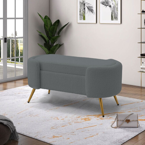 Living And Home (Grey) Luxurious Upholstered Accent Bench