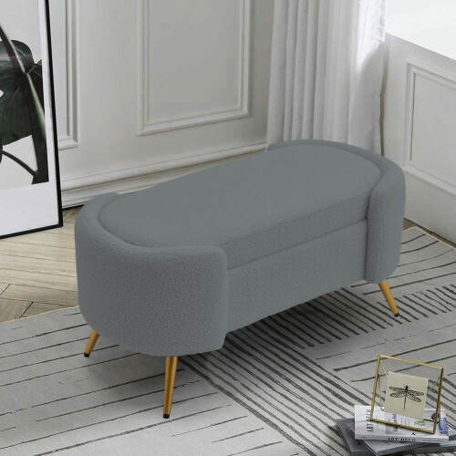Living And Home (Grey) Luxurious Upholstered Accent Bench 2