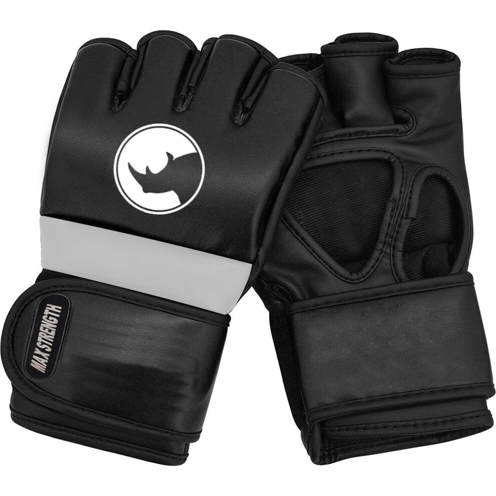 (Black/White, S) MMA Boxing Gloves Grappling Martial Arts Training