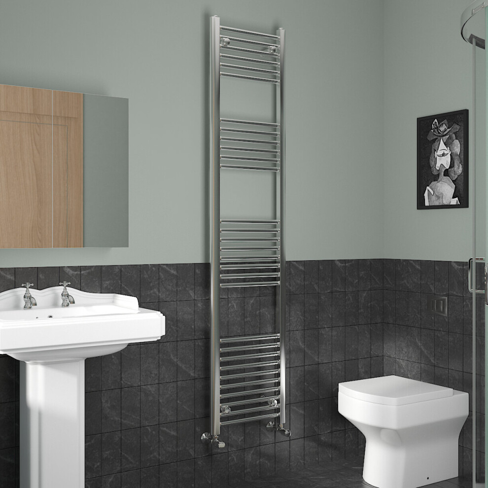 Nrg (1800X400mm, Chrome) Straight Central Heating Towel Rail Bathroom Heated Rad Radiators Ladder Warmer
