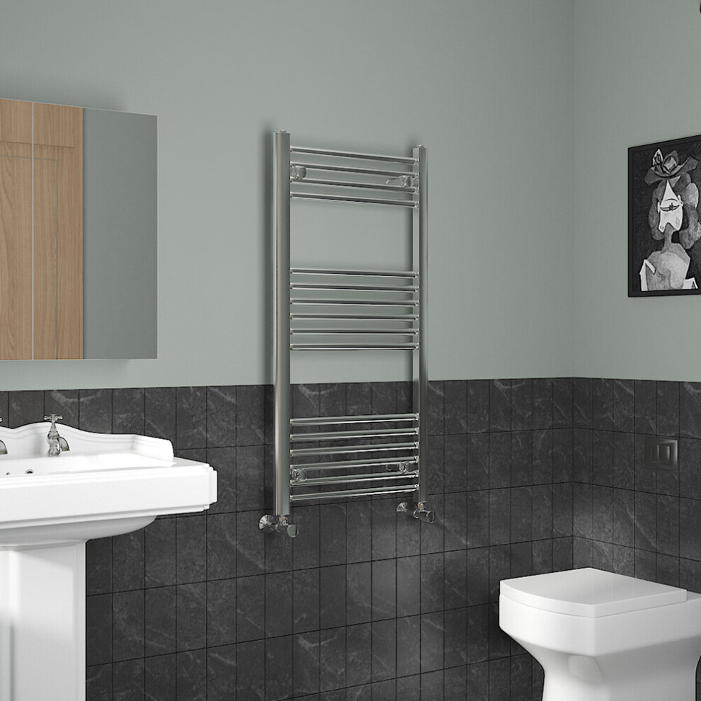 Nrg (1000X500mm, Chrome) Straight Central Heating Towel Rail Bathroom Heated Rad Radiators Ladder Warmer