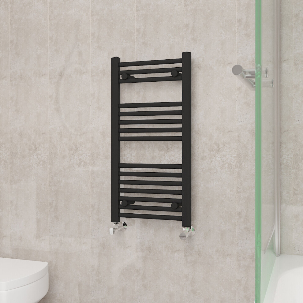 (800x400mm, Black) NRG Straight Central Heating Towel Rail Bathroom Heated Rad Radiators Ladder Warmer