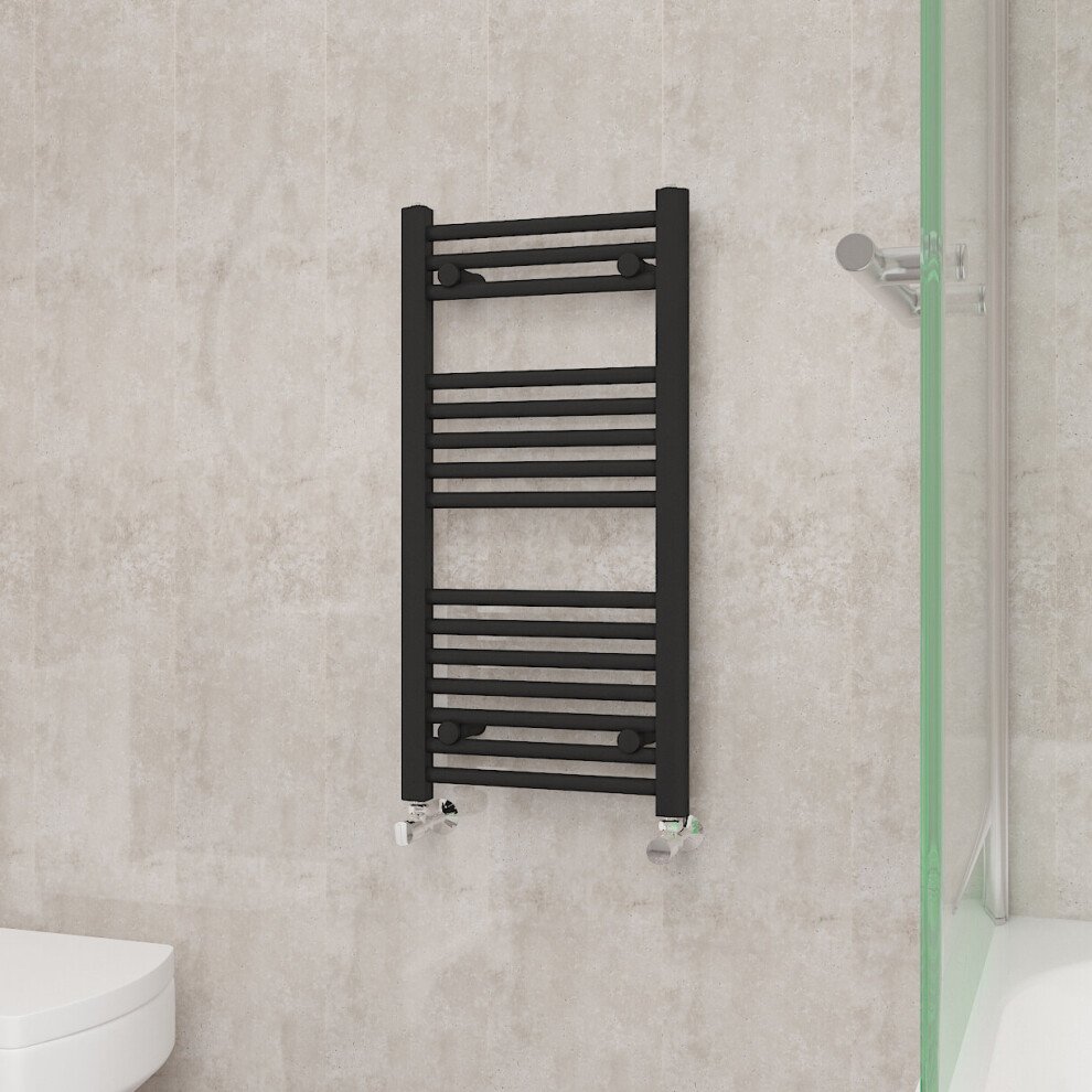 Nrg (800X400mm, ) Straight Central Heating Towel Rail Bathroom Heated Rad Radiators Ladder Warmer Black