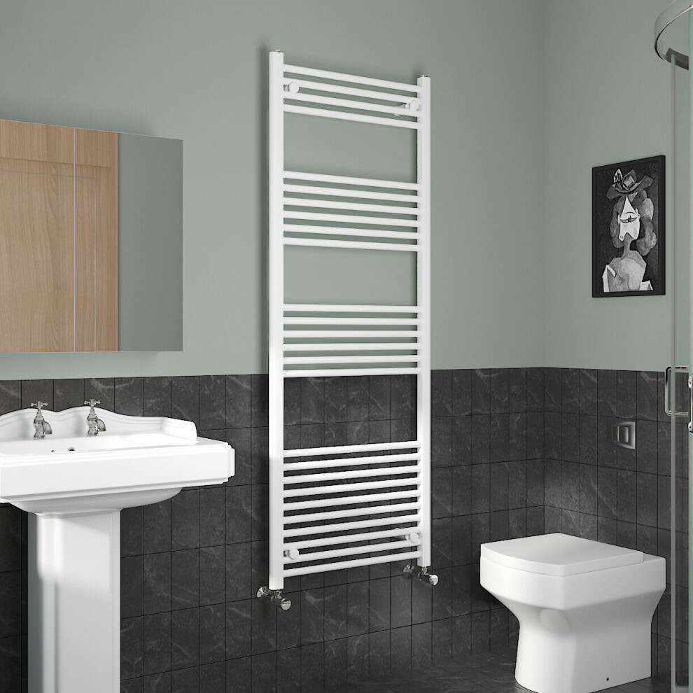 (1600x600mm, White) NRG Straight Central Heating Towel Rail Bathroom Heated Rad Radiators Ladder Warmer