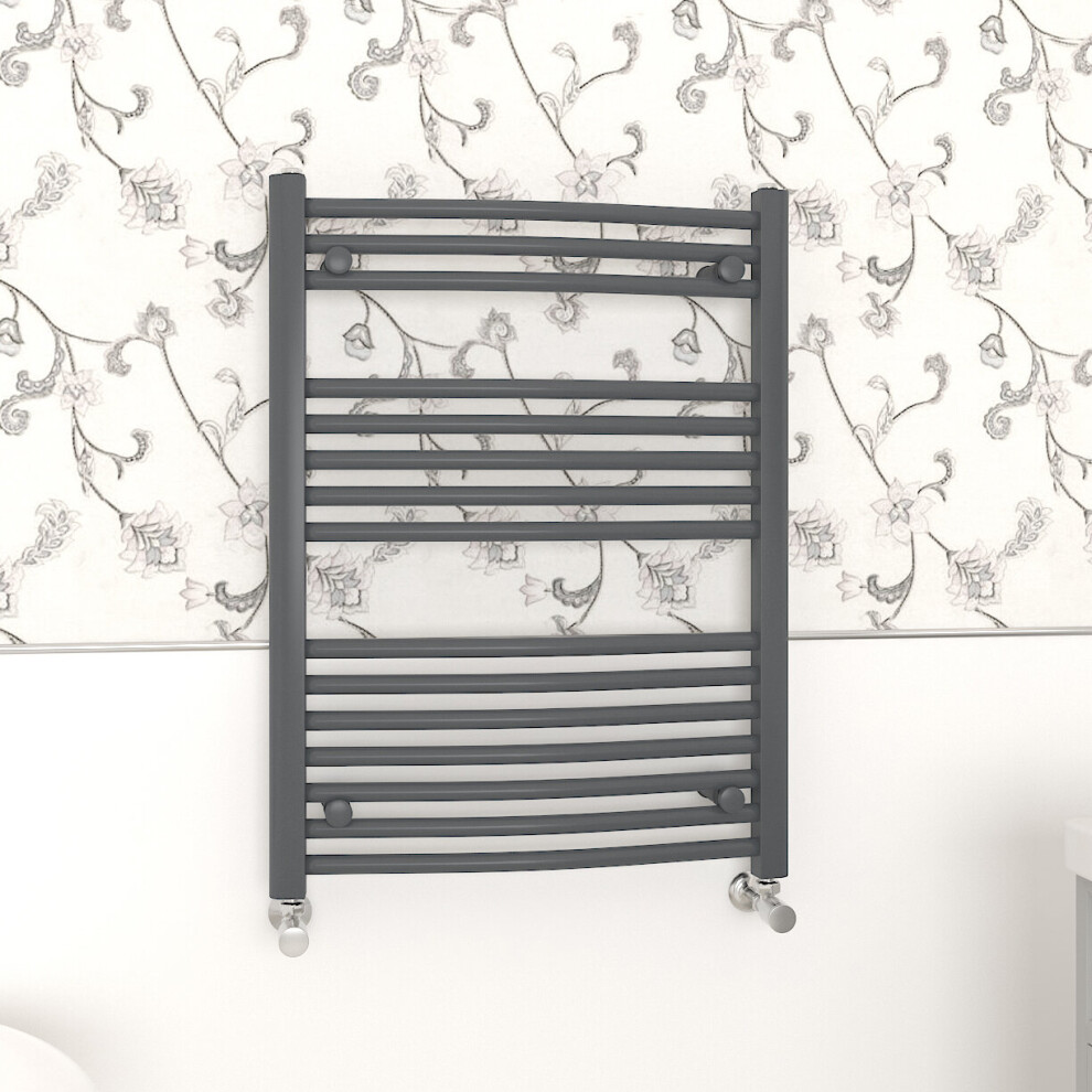 Nrg (800X600mm, ) Curved Central Heating Towel Rail Bathroom Heated Rad Radiators Ladder Warmer Anthracite