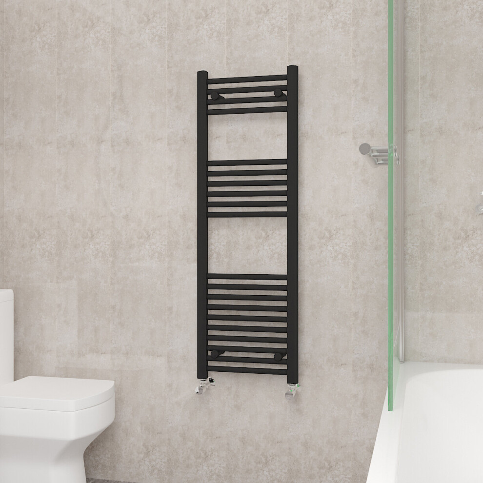 Nrg (1200X400mm, ) Straight Central Heating Towel Rail Bathroom Heated Rad Radiators Ladder Warmer Black