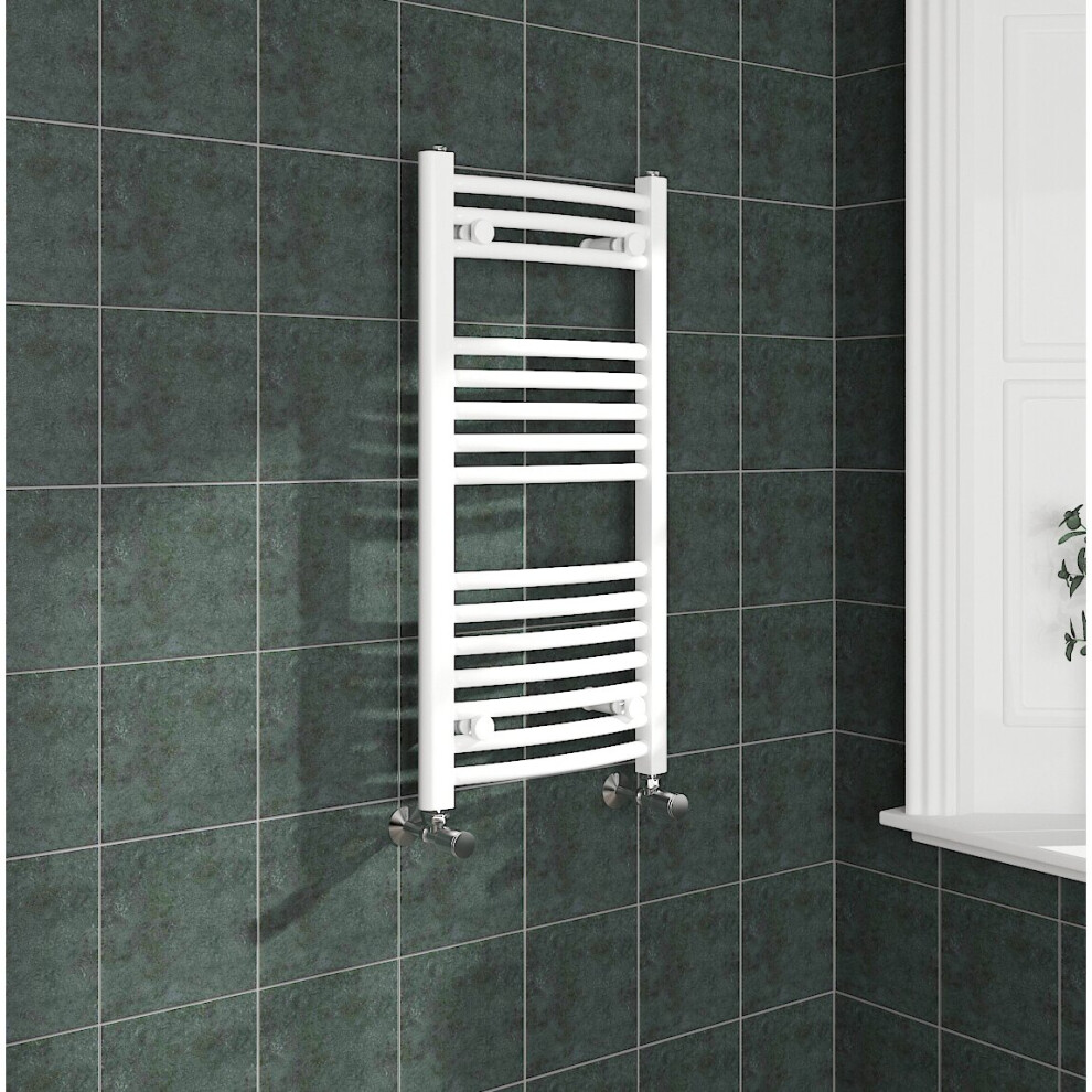 (800x400mm, White) NRG Curved Central Heating Towel Rail Bathroom Heated Rad Radiators Ladder Warmer