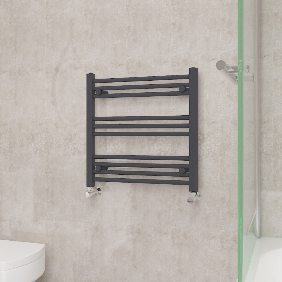 (600x600mm, Anthracite) NRG Straight Central Heating Towel Rail Bathroom Heated Rad Radiators Ladder Warmer