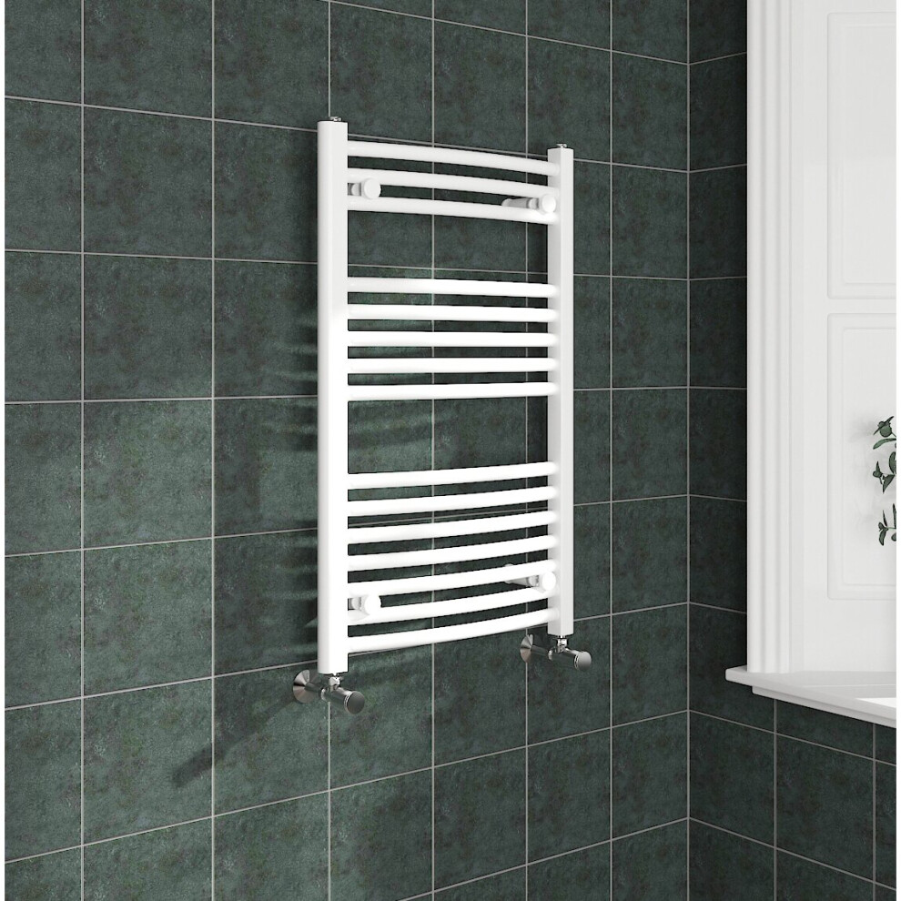 (800x500mm, White) NRG Curved Central Heating Towel Rail Bathroom Heated Rad Radiators Ladder Warmer