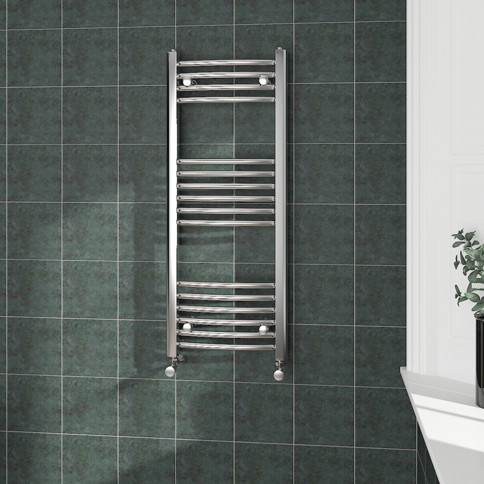 (1000x400mm, Chrome) NRG Curved Central Heating Towel Rail Bathroom Heated Rad Radiators Ladder Warmer