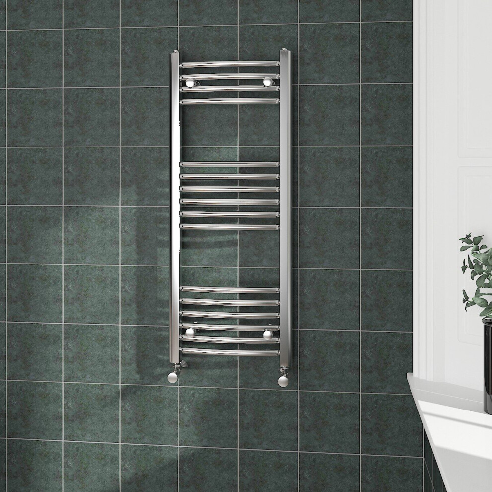 Nrg (1000X400mm, Chrome) Curved Central Heating Towel Rail Bathroom Heated Rad Radiators Ladder Warmer