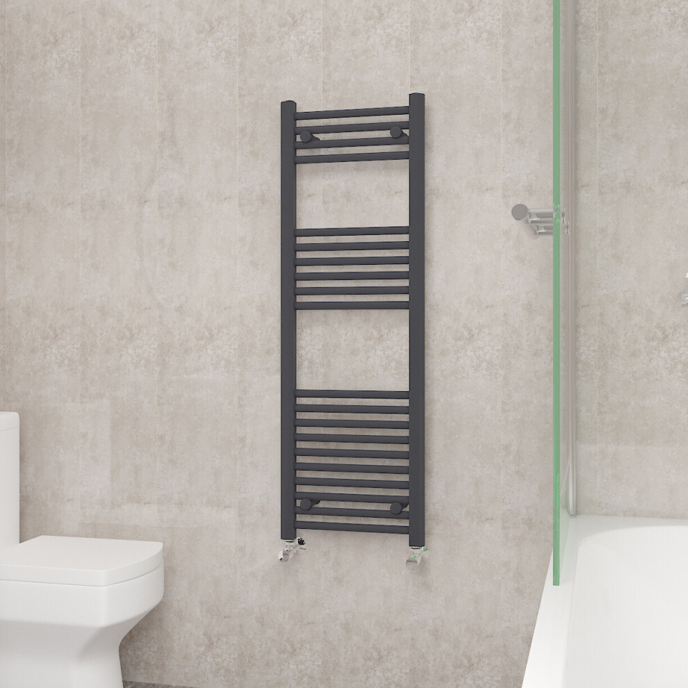 (1200x400mm, Anthracite) NRG Straight Central Heating Towel Rail Bathroom Heated Rad Radiators Ladder Warmer