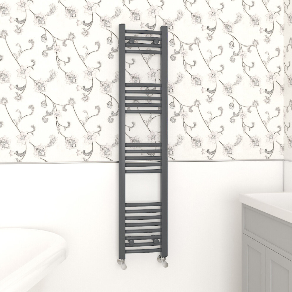 Nrg (1400X300mm, ) Curved Central Heating Towel Rail Bathroom Heated Rad Radiators Ladder Warmer Anthracite
