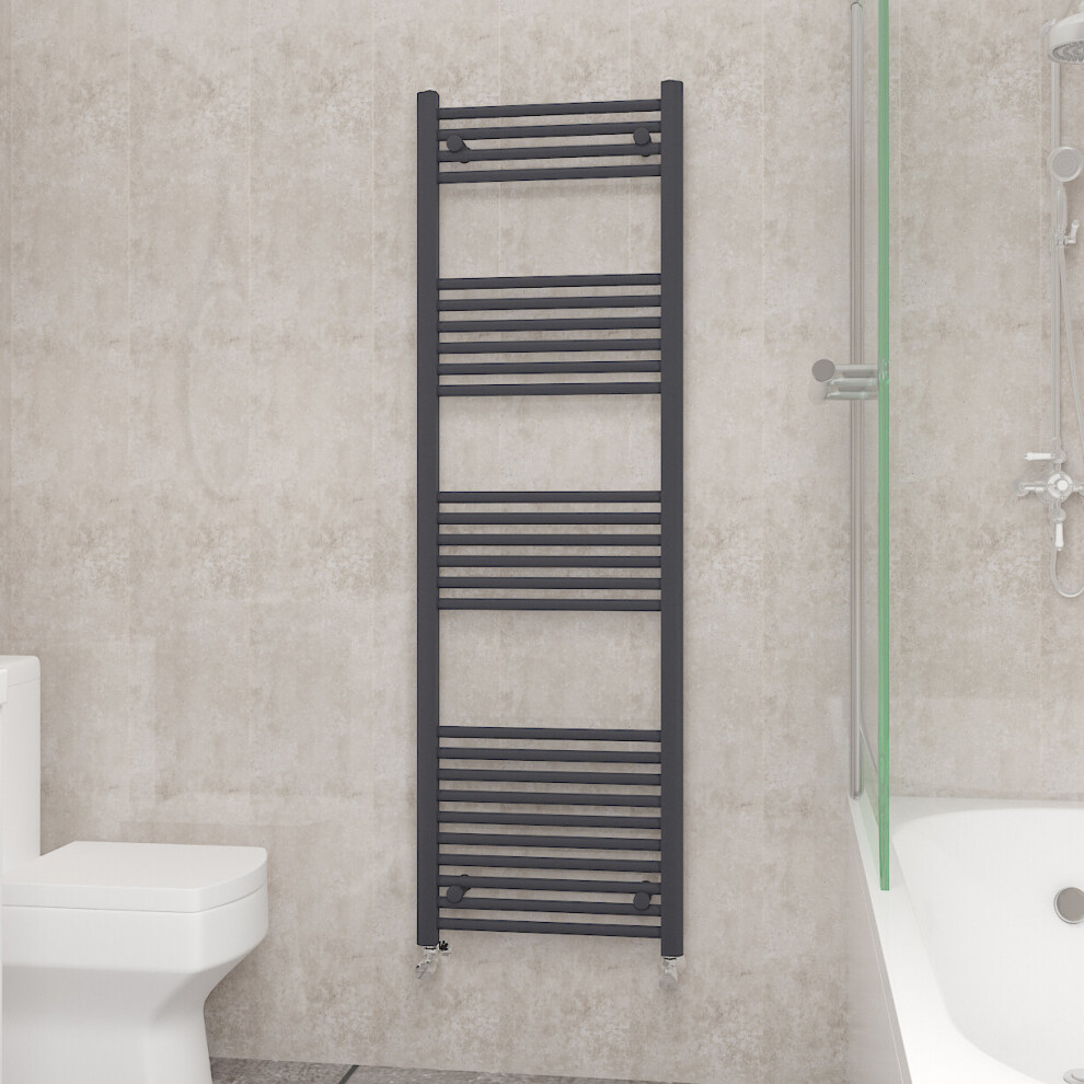 (1600x500mm, Anthracite) NRG Straight Central Heating Towel Rail Bathroom Heated Rad Radiators Ladder Warmer