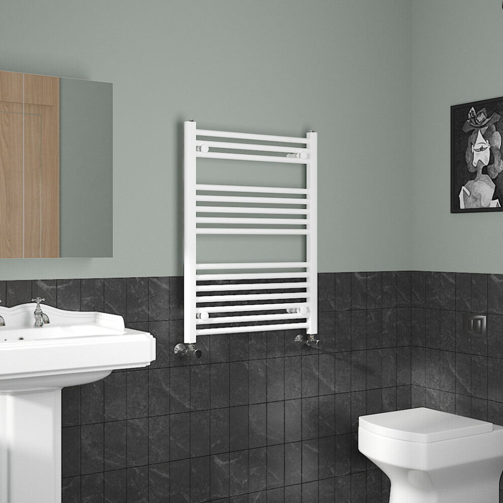 (800x600mm, White) NRG Straight Central Heating Towel Rail Bathroom Heated Rad Radiators Ladder Warmer