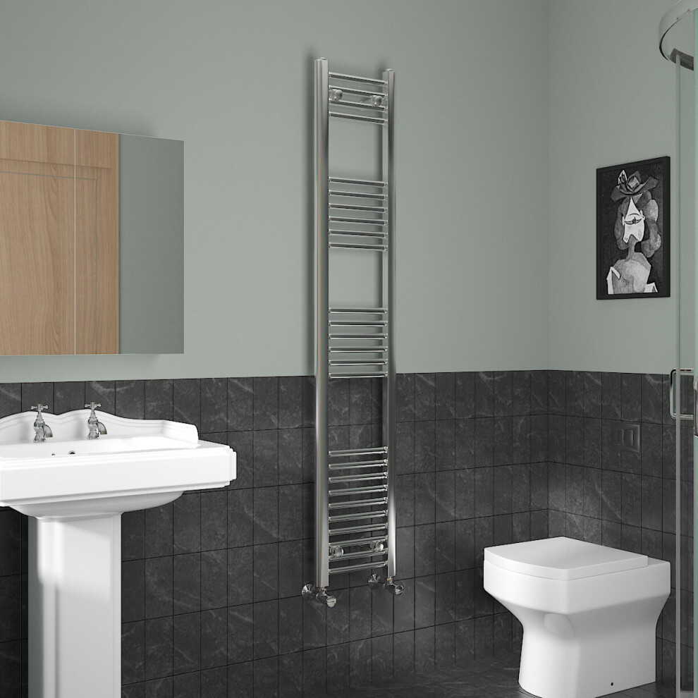 Nrg (1600X300mm, Chrome) Straight Central Heating Towel Rail Bathroom Heated Rad Radiators Ladder Warmer