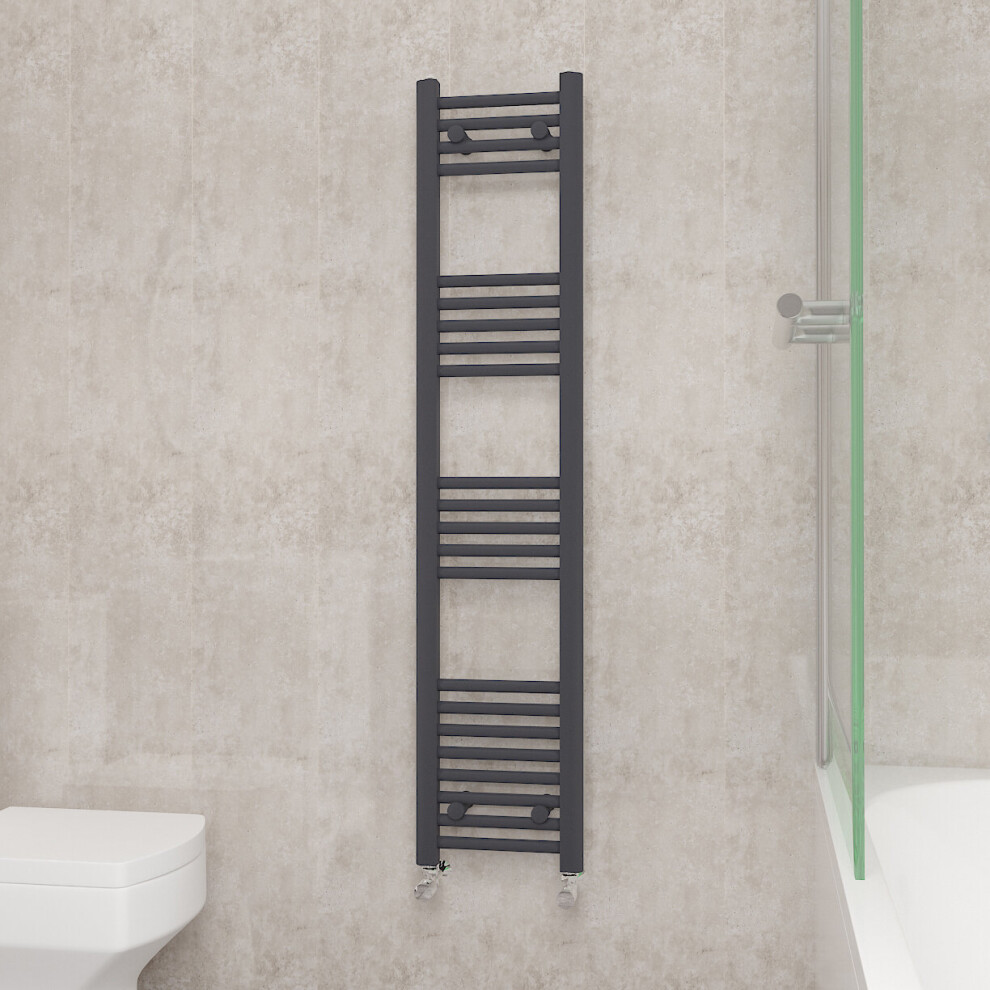 (1400x300mm, Anthracite) NRG Straight Central Heating Towel Rail Bathroom Heated Rad Radiators Ladder Warmer