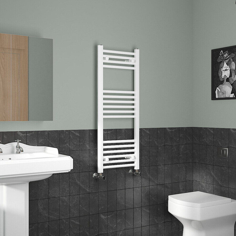 (1000x400mm, White) NRG Straight Central Heating Towel Rail Bathroom Heated Rad Radiators Ladder Warmer