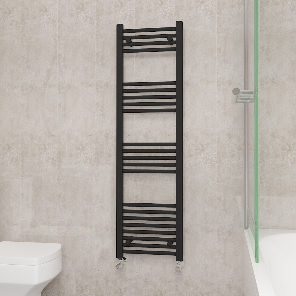 Nrg (1400X400mm, ) Straight Central Heating Towel Rail Bathroom Heated Rad Radiators Ladder Warmer Black