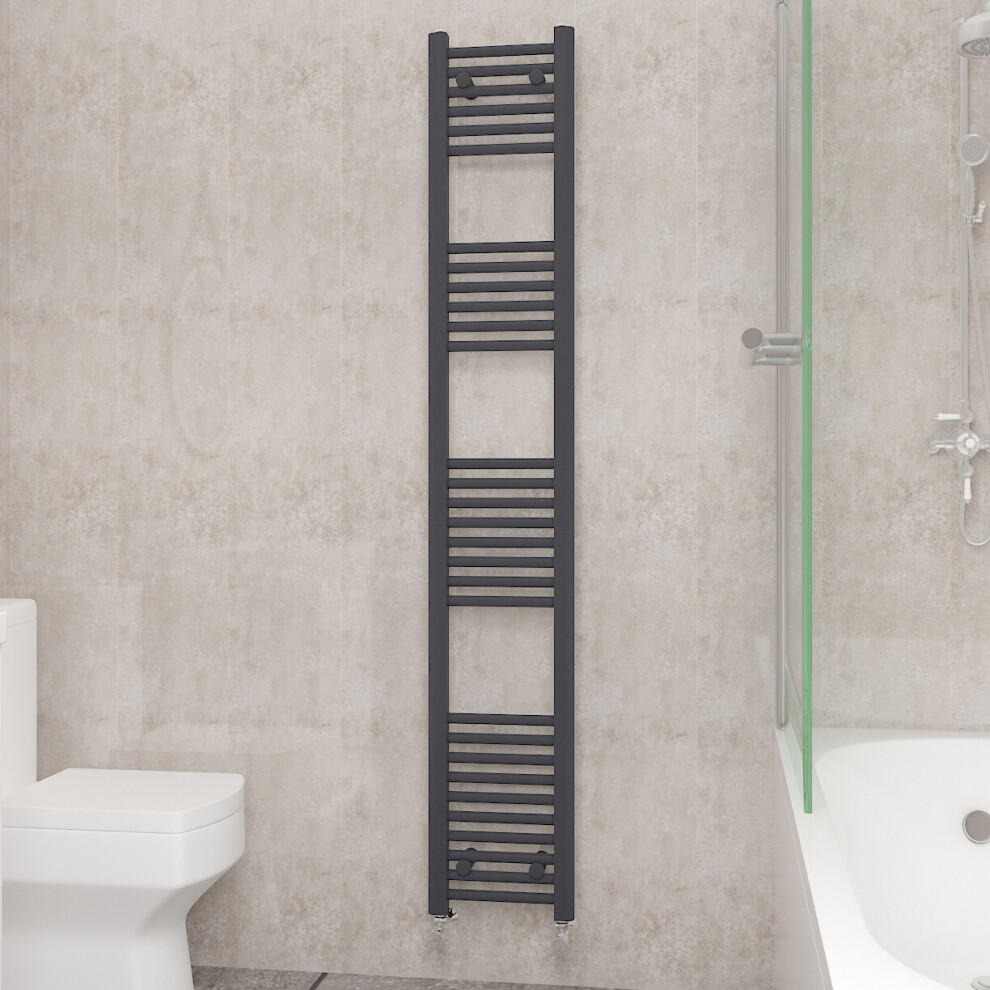 (1800x300mm, Anthracite) NRG Straight Central Heating Towel Rail Bathroom Heated Rad Radiators Ladder Warmer