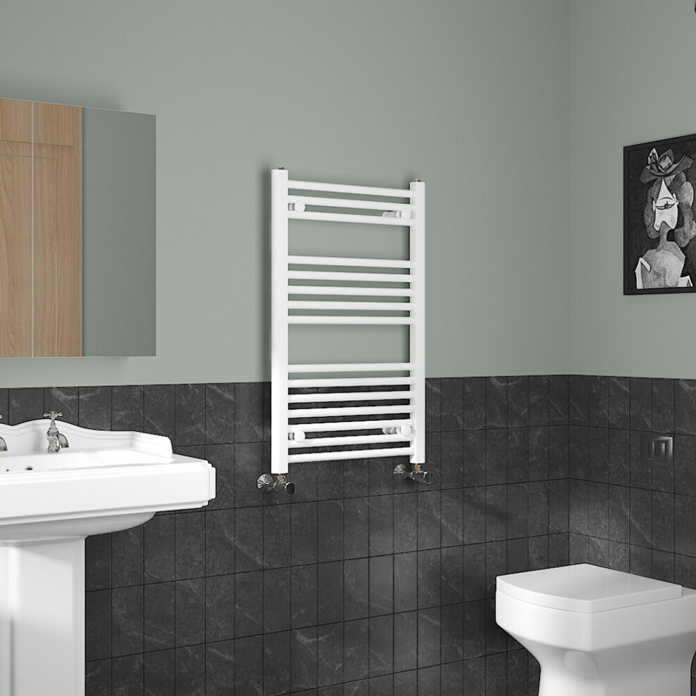 (800x500mm, White) NRG Straight Central Heating Towel Rail Bathroom Heated Rad Radiators Ladder Warmer