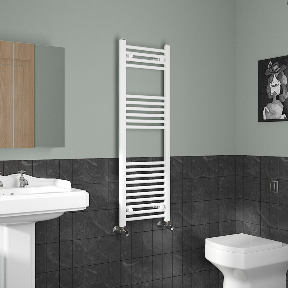 (1200x400mm, White) NRG Straight Central Heating Towel Rail Bathroom Heated Rad Radiators Ladder Warmer