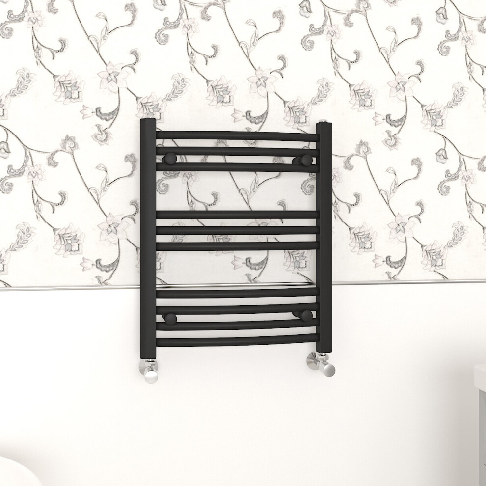 Nrg (600X500mm, ) Curved Central Heating Towel Rail Bathroom Heated Rad Radiators Ladder Warmer Black
