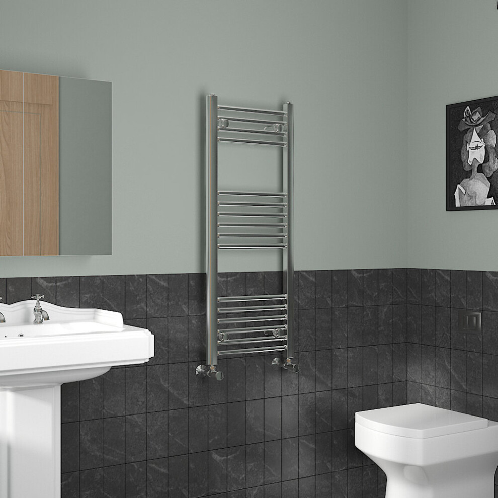 Nrg (1000X400mm, Chrome) Straight Central Heating Towel Rail Bathroom Heated Rad Radiators Ladder Warmer