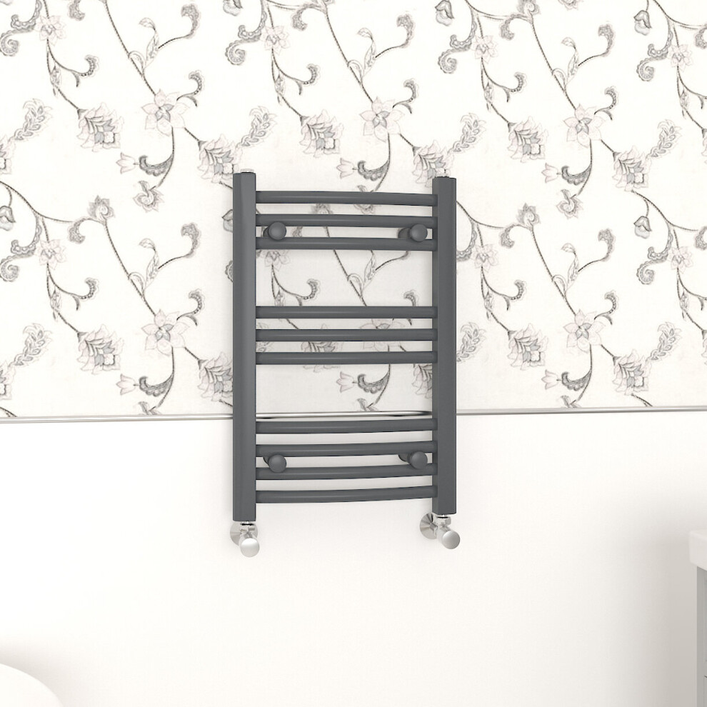 Nrg (600X400mm, ) Curved Central Heating Towel Rail Bathroom Heated Rad Radiators Ladder Warmer Anthracite