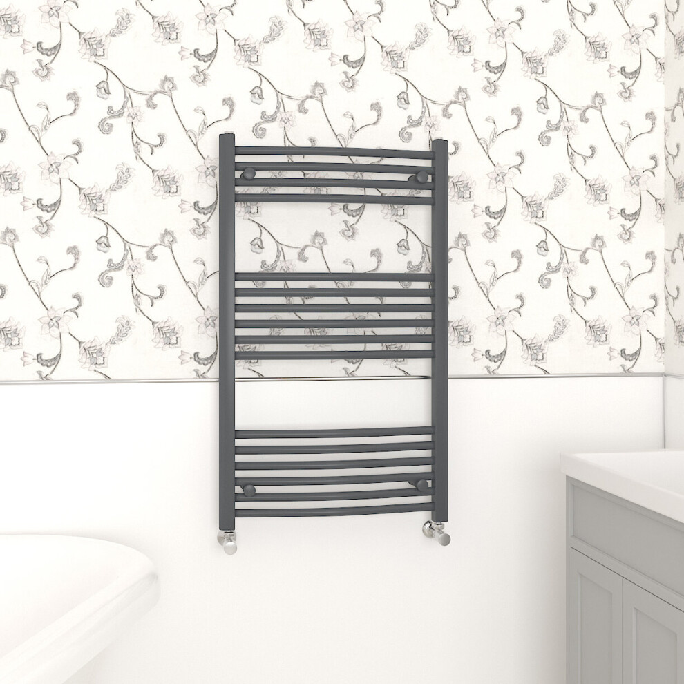 Nrg (1000X600mm, ) Curved Central Heating Towel Rail Bathroom Heated Rad Radiators Ladder Warmer Anthracite