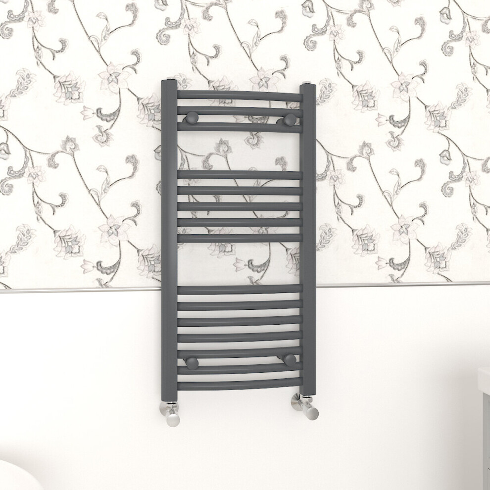 (800x400mm, Anthracite) NRG Curved Central Heating Towel Rail Bathroom Heated Rad Radiators Ladder Warmer